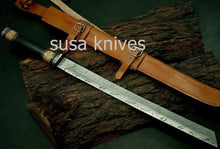 Load image into Gallery viewer, Custom Handmade Damascus Steel SWORD &quot; Buffalo Horn Handle - SUSA KNIVES
