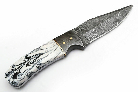 CUSTOM HAND MADE DAMASCUS STEEL FULL TANG HUNTING SKINNER KNIFE - SUSA KNIVES