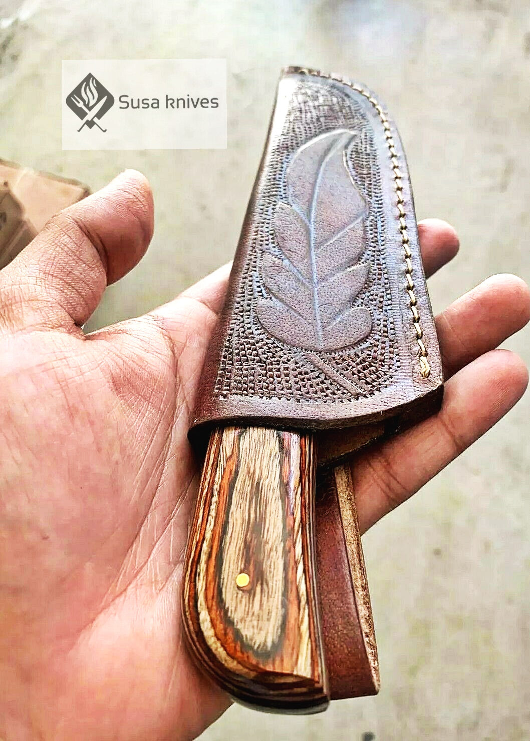 HAND FORGED DAMASCUS Overall Length:  9" Inches - SUSA KNIVES