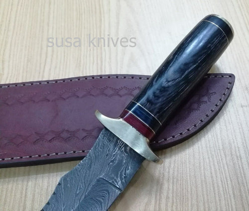 Customized Handmade Moqen,s Damascus Steel Lion Hunting knfie - SUSA KNIVES