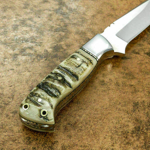 CUSTOM HAND MADE D2 HUNTING KNIFE - FULL TANG - SHEEP HORN HANDLE - SUSA KNIVES