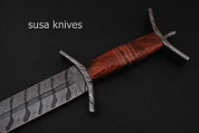 Load image into Gallery viewer, Custom Handmade Damascus Forged Steel Celtic Sword Knife - SUSA KNIVES
