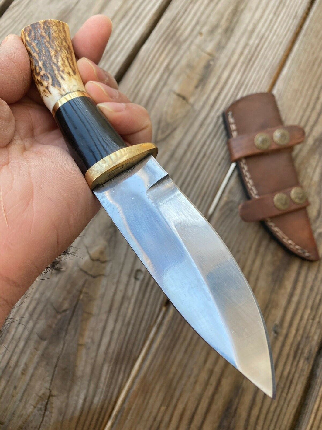 CUSTOM HAND FORGED D2 STEEL Hunting KNIFE W/ STAG HANDLE - SUSA KNIVES