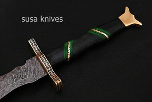 Custom Handmade New Damascus Steel Viking Snake Style Sword, Micarta Handle - SUSA KNIVES