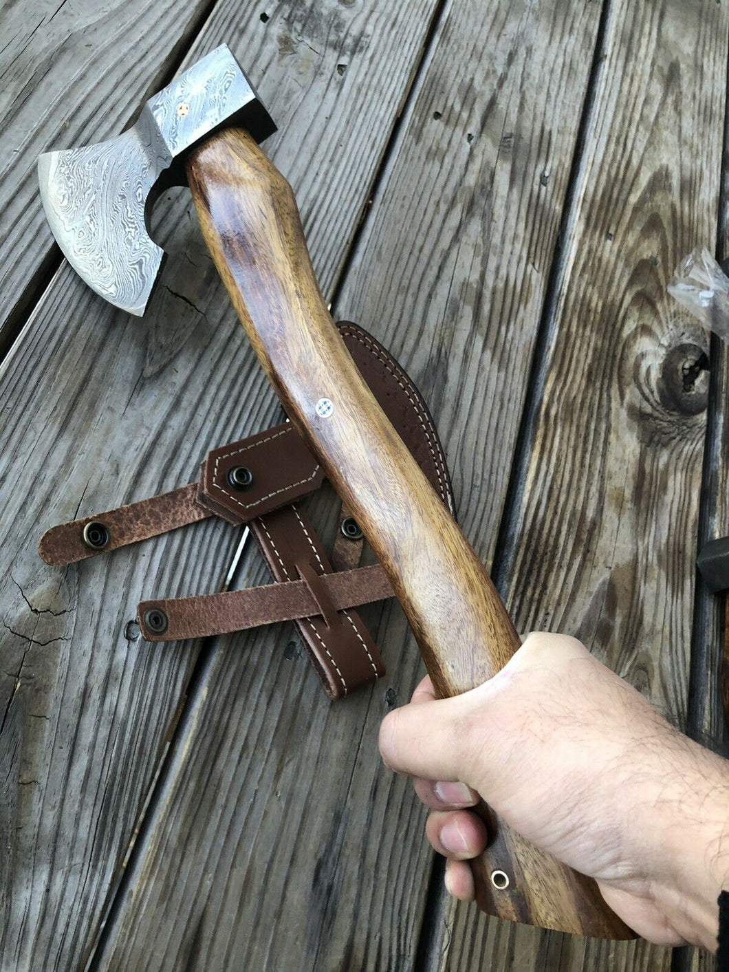 Custom HAND FORGED DAMASCUS STEEL FULL TANG Axe - SUSA KNIVES