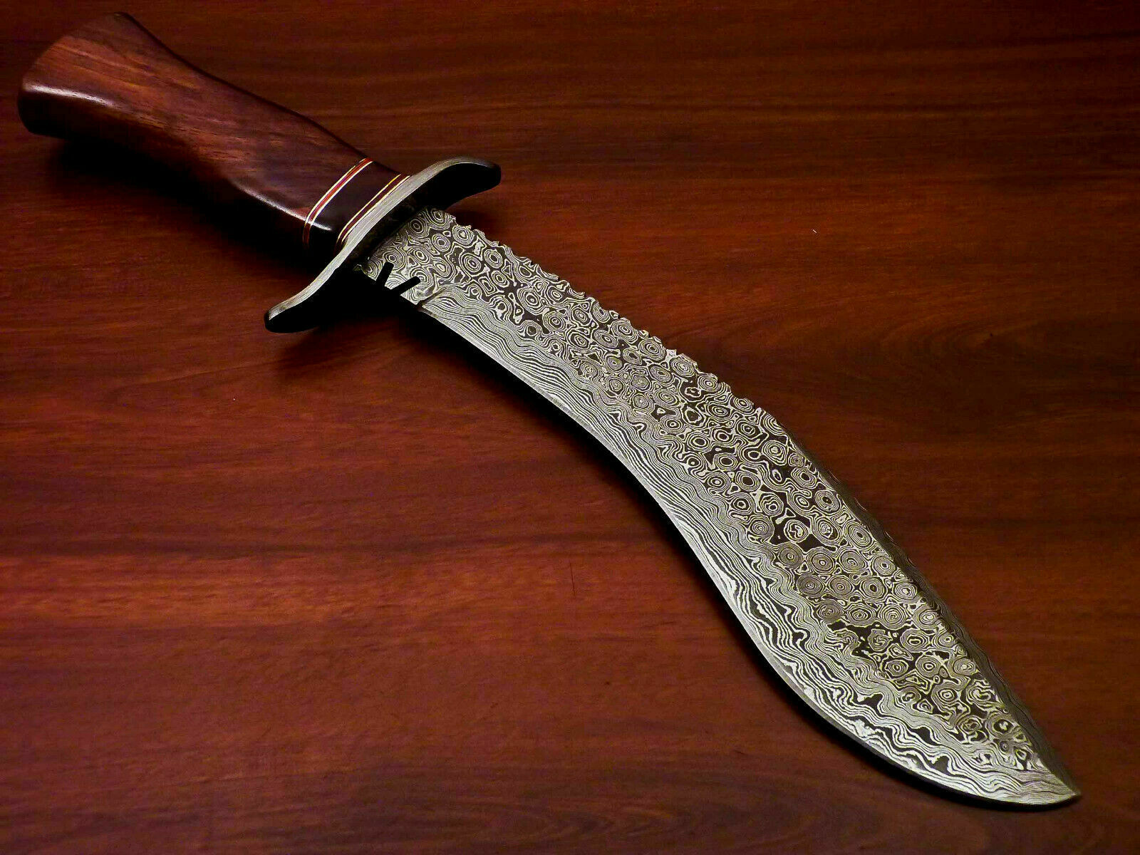 -Custom Handmade Damascus Kukri Knife [Sheath] Natural Wood Handle - SUSA KNIVES