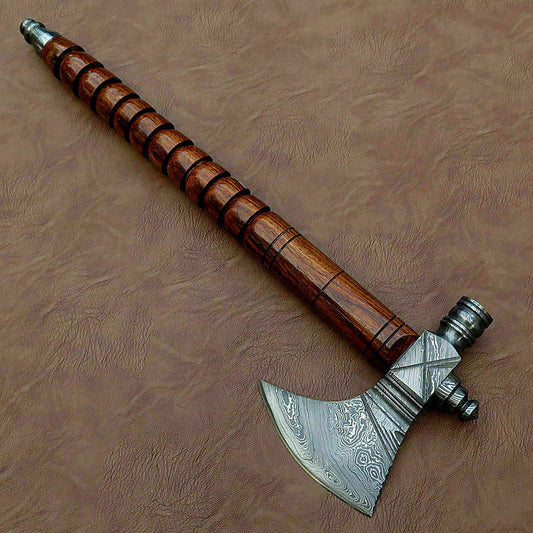 HANDMADE DAMASCUS STEEL TOMAHAWK AXE HATCHET WOOD HANDLE. - SUSA KNIVES