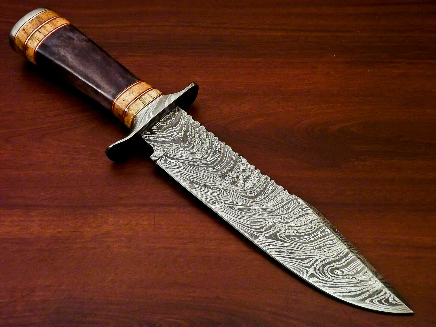 Amazing Custom Handmade Damascus Steel Hunting Knife Stained Camel Bone Handle - SUSA KNIVES