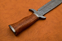 Load image into Gallery viewer, HANDMADE DAMASCUS STEEL HUNTING BOWIE/DAGGER KNIFE HANDLE ROSE WOOD - SUSA KNIVES
