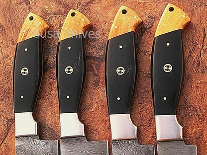 CUSTOM MADE DAMASCUS BLADE 4Pcs. CHEF/KITCHEN KNIVES SET - SUSA KNIVES