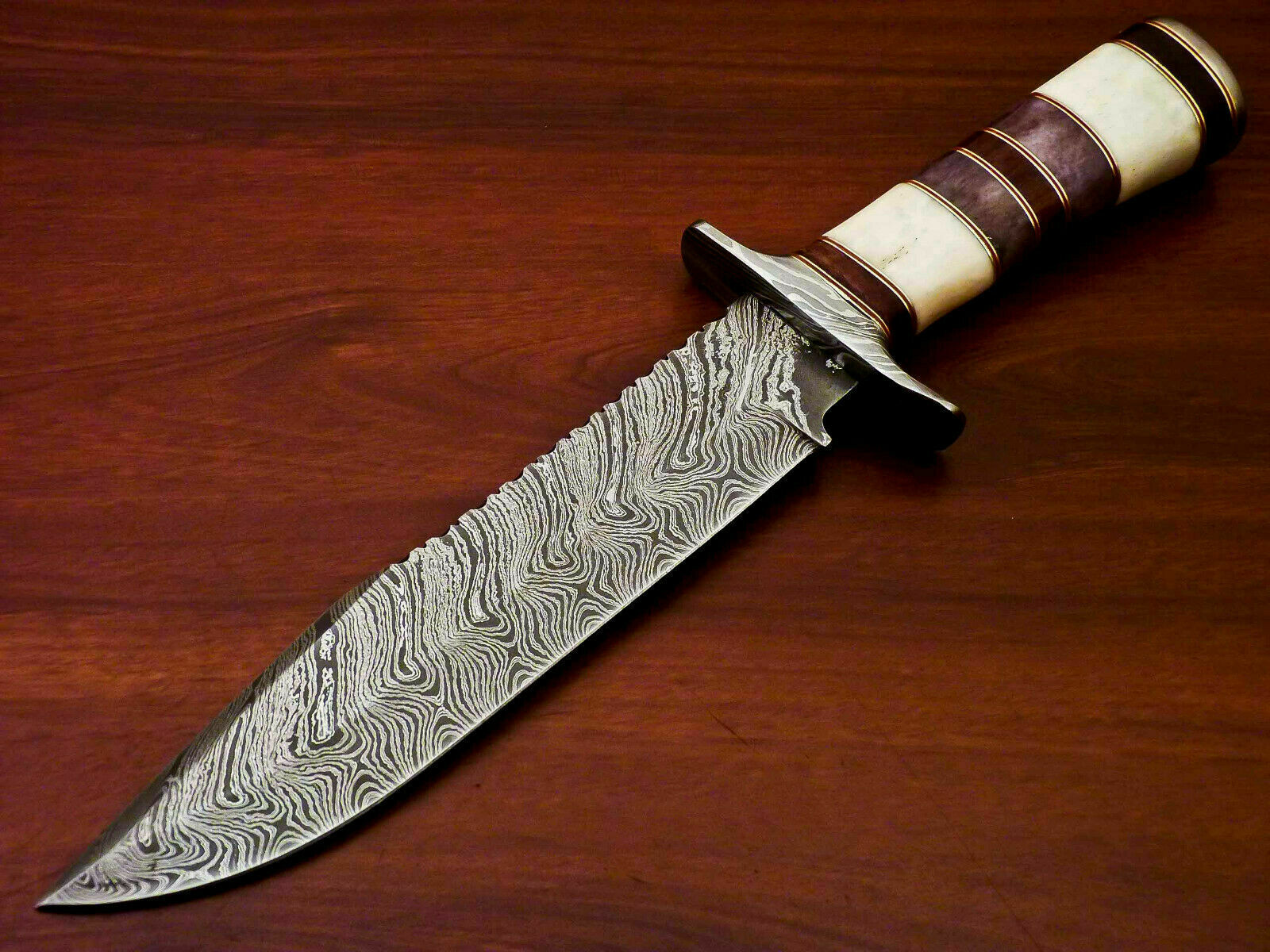 Amazing Custom Handmade Damascus Steel Hunting Knife " Stained Camel Bone Handle - SUSA KNIVES