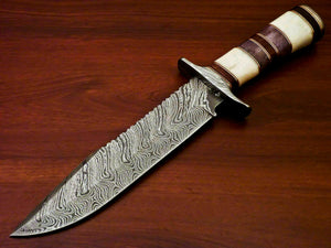 Amazing Custom Handmade Damascus Steel Hunting Knife " Stained Camel Bone Handle - SUSA KNIVES