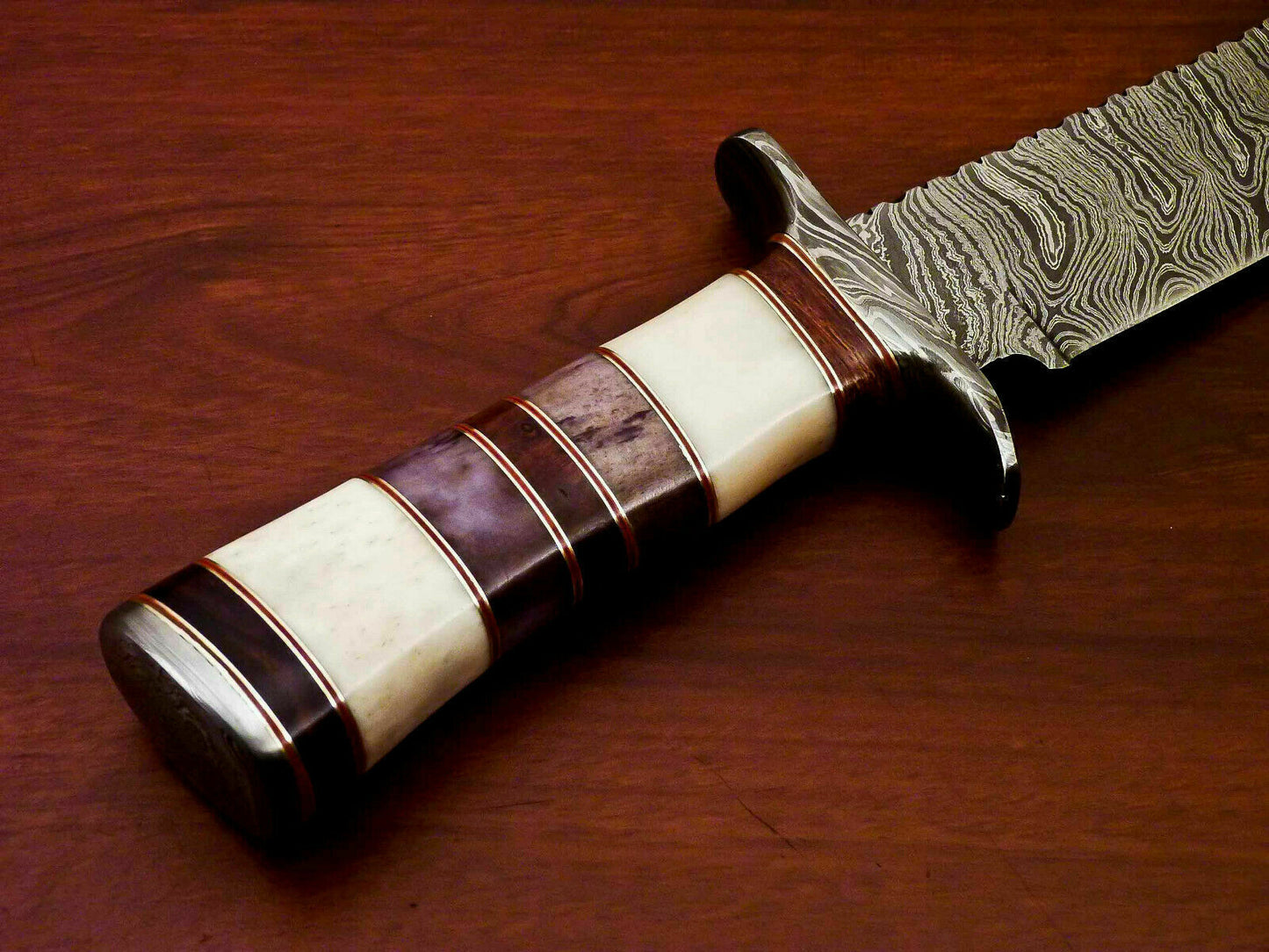 Amazing Custom Handmade Damascus Steel Hunting Knife " Stained Camel Bone Handle - SUSA KNIVES