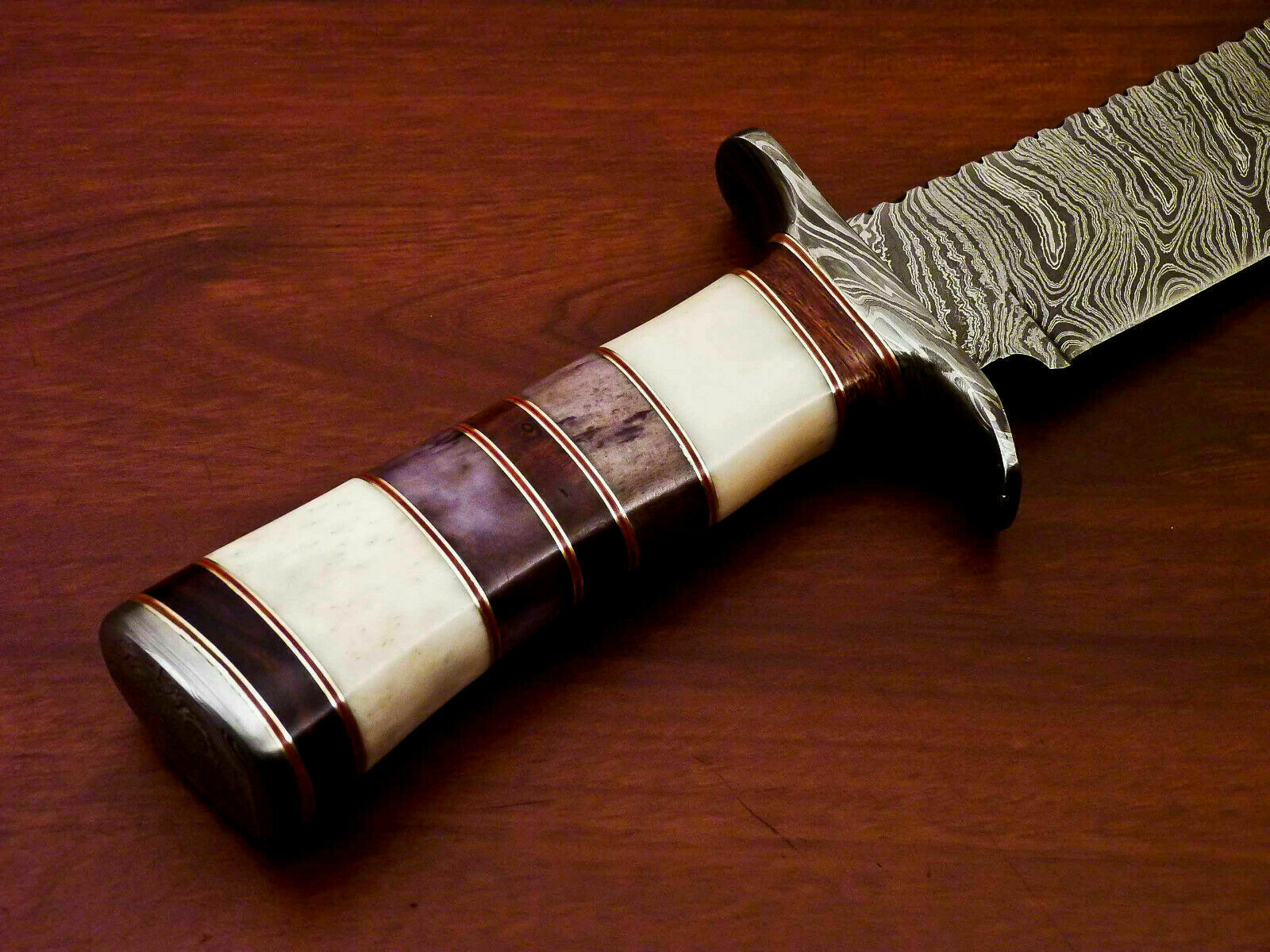 Amazing Custom Handmade Damascus Steel Hunting Knife " Stained Camel Bone Handle - SUSA KNIVES