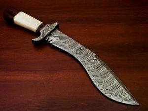Amazing Custom Handmade Damascus Steel Kukri Knife |Sheath Camel Bone Handle - SUSA KNIVES