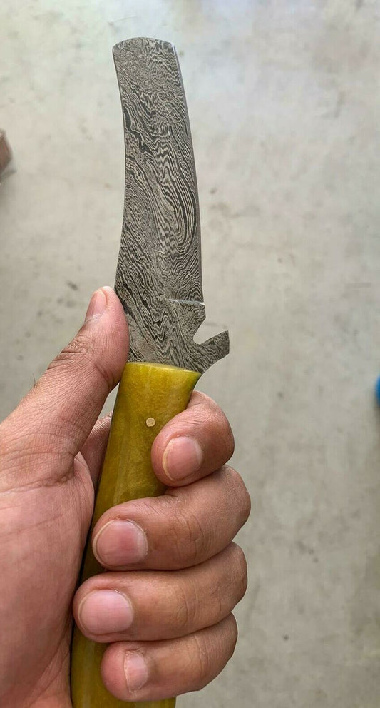 HAND FORGED DAMASCUS STEEL BULL CUTTER/COWBOY KNIFE & RISEN HANDLE - SUSA KNIVES