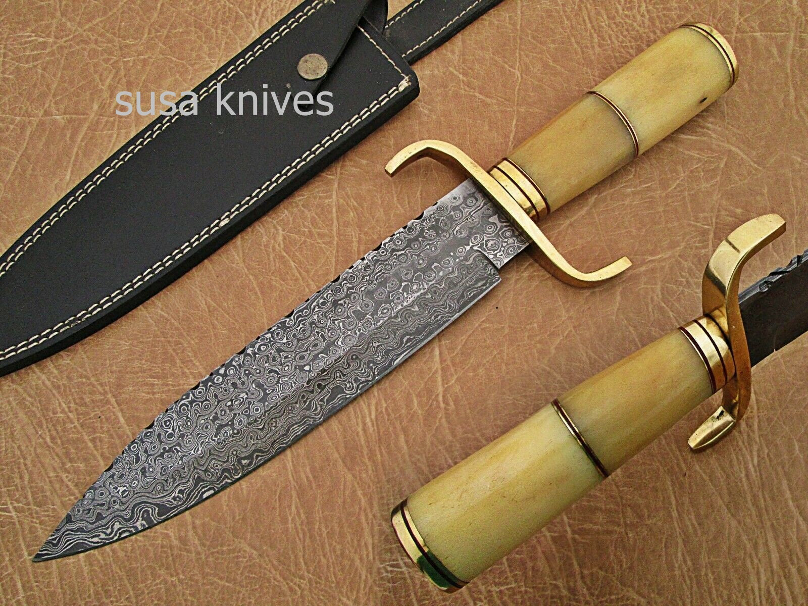 Damascus Steel hunting Bowie knife - SUSA KNIVES