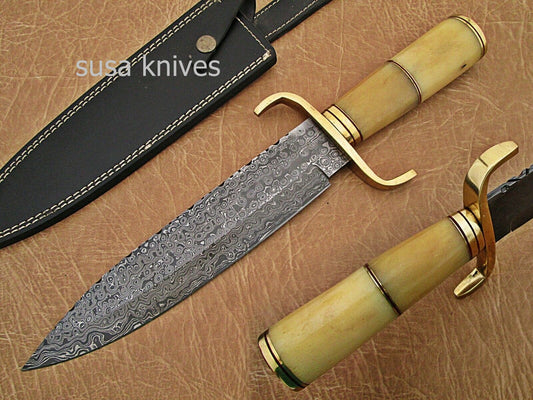 Damascus Steel hunting Bowie knife - SUSA KNIVES