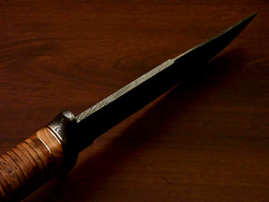 Amazing Custom Handmade Damascus Steel Hunting Knife |Sheath Leather Roll Handle - SUSA KNIVES