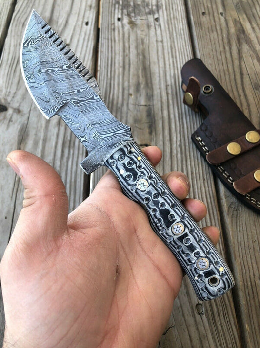 CUSTOM HAND FORGED DAMASCUS STEEL TRACKER Hunting KNIFE - SUSA KNIVES