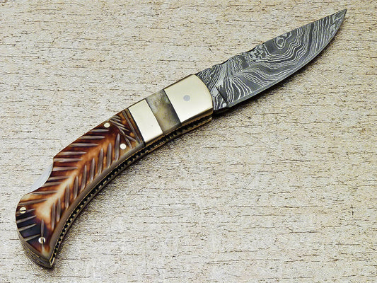 Over All Length = 8.5" Inches Approx  Handle Size = 4.5" Inches Approx  Blade Size = 4.0" Inches Approx  Hand Casted Brass Bolster   HANDLE MATERIAL- Stag Horn - SUSA KNIVES