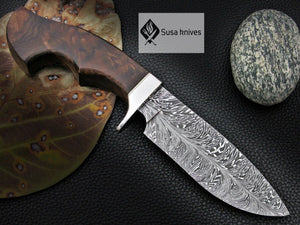 CUSTOM MADE, FEATHER PATTERN,SCENIC HANDLE, OUTDOOR HUNTING, FIGHTING CLAW KNIFE - SUSA KNIVES