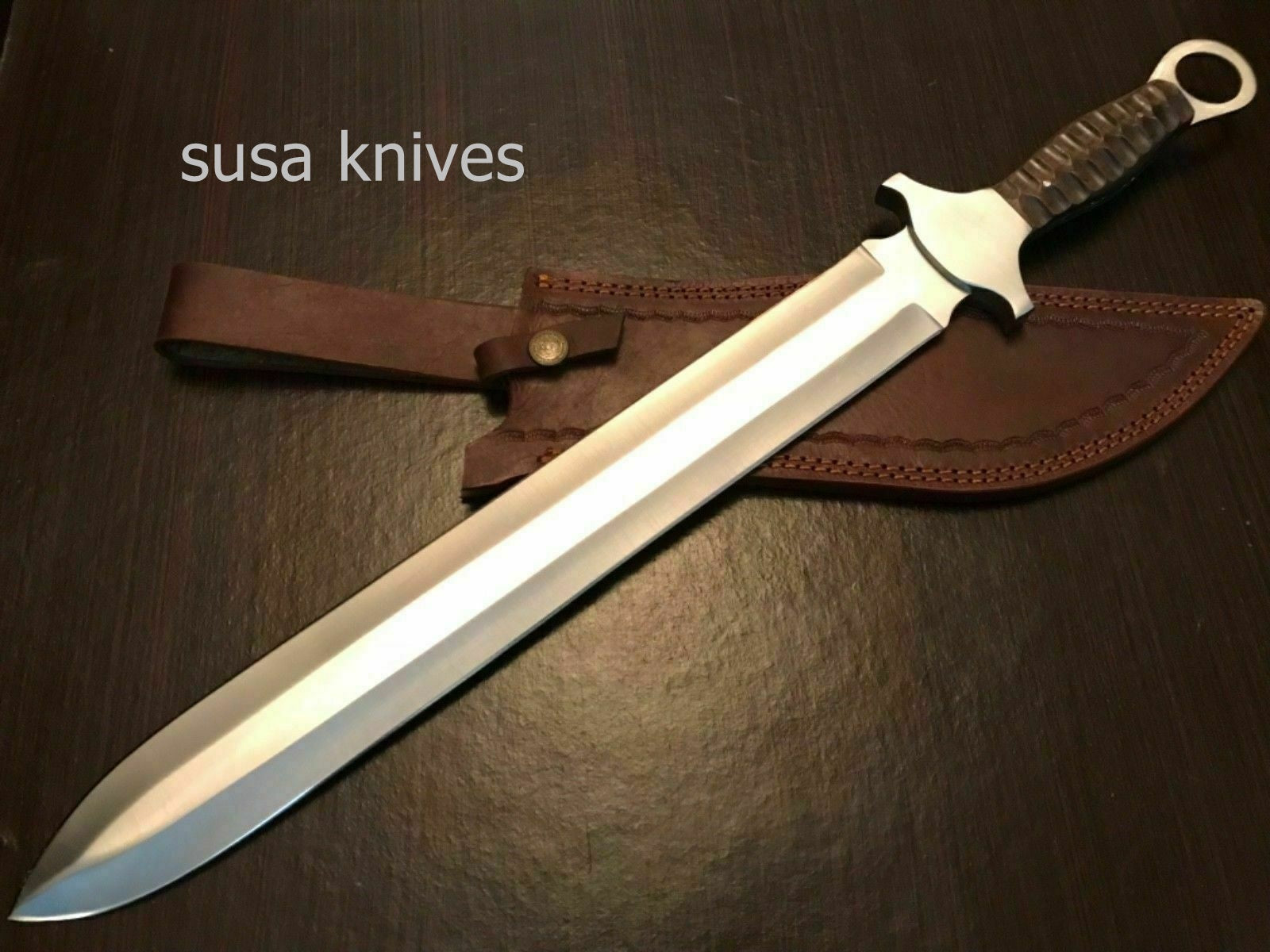 Custom Hand Made D2 STeel Beautiful Hunting Sword With Wood Handle - SUSA KNIVES