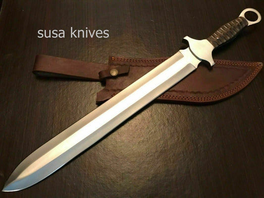 Custom Hand Made D2 STeel Beautiful Hunting Sword With Wood Handle - SUSA KNIVES