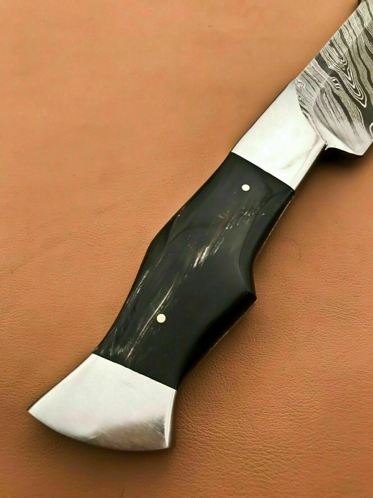Custom Handmade Hunting Steel Hunting Knife | Sheath Buffalo Horn Handle - SUSA KNIVES