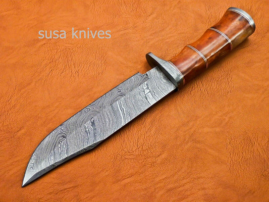 Handmade Damascus Steel 12.00 Inches Damascus Steel Bowie Knive - SUSA KNIVES