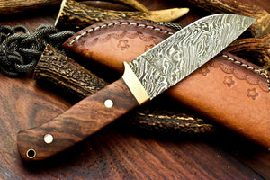 Custom Handmade Damascus Hunting Skinning Blade Hunter Camping Full Tang Knife - SUSA KNIVES