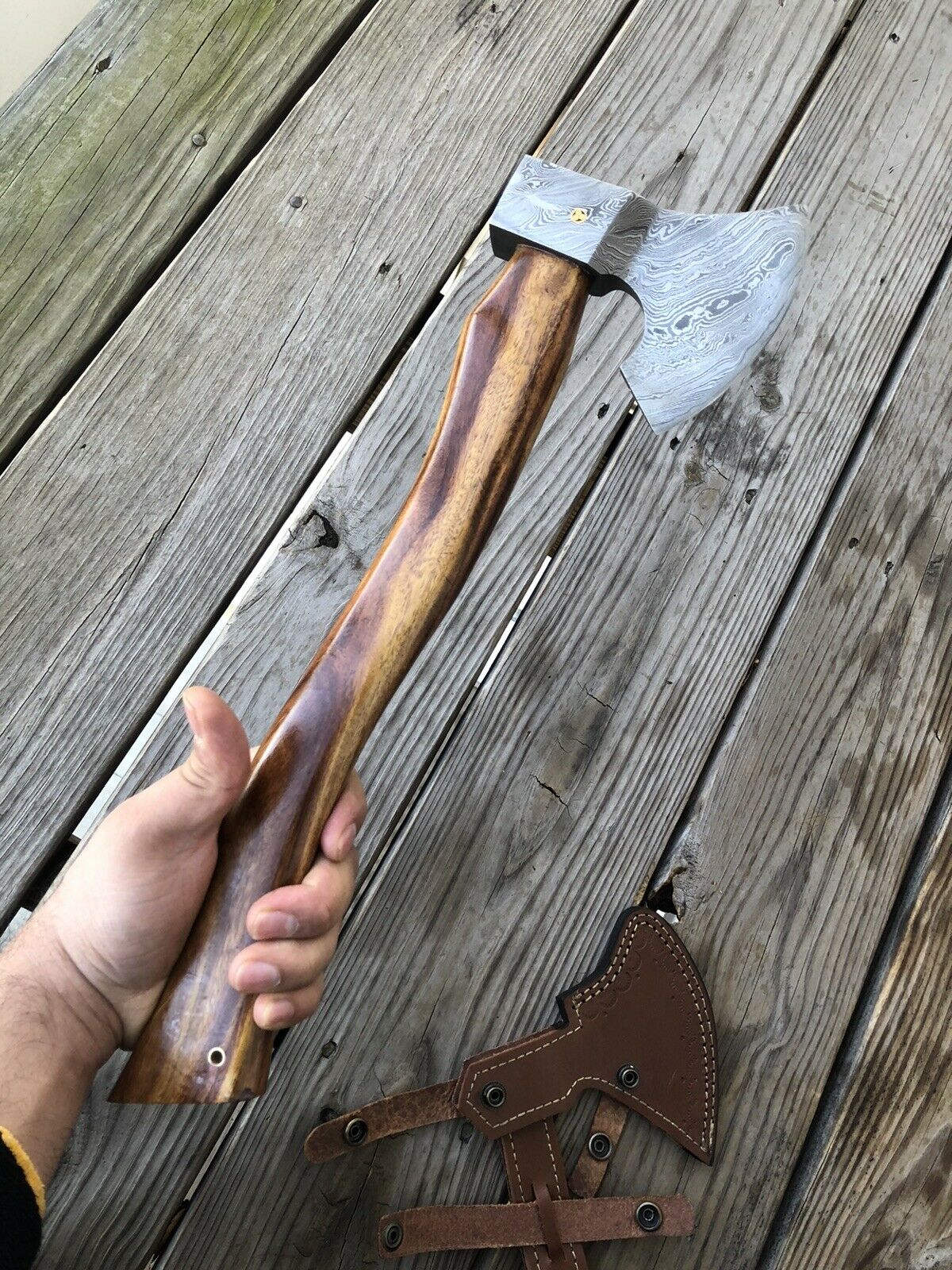 Custom HAND FORGED DAMASCUS STEEL FULL TANG Axe - SUSA KNIVES