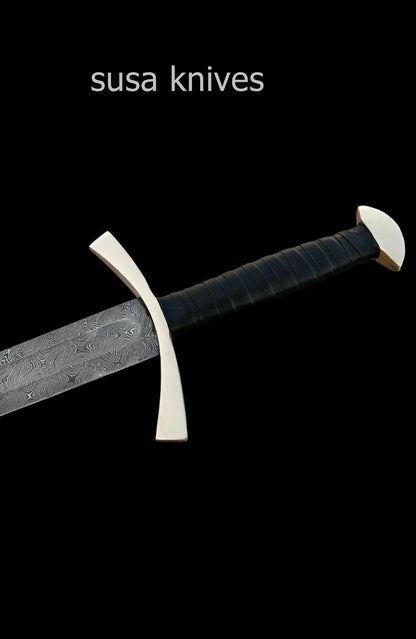 Custom Handmade Damascus steel Viking Sword 38 Inches W/Leather Sheath - SUSA KNIVES
