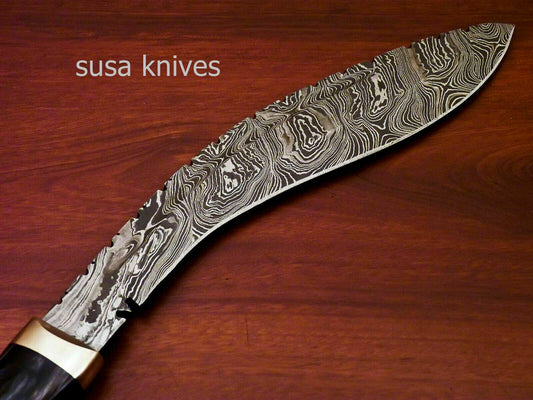Custom Handmade Damascus Steel Kukri Knife[Sheath] Hard Wood Handle - SUSA KNIVES
