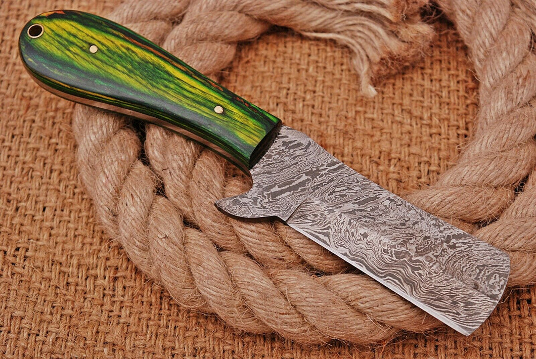 HAND FORGED DAMASCUS STEEL BULL CUTTER/COWBOY KNIFE & PUKKA WOOD HANDLE - SUSA KNIVES