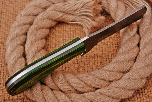 HAND FORGED DAMASCUS STEEL BULL CUTTER/COWBOY KNIFE & PUKKA WOOD HANDLE - SUSA KNIVES
