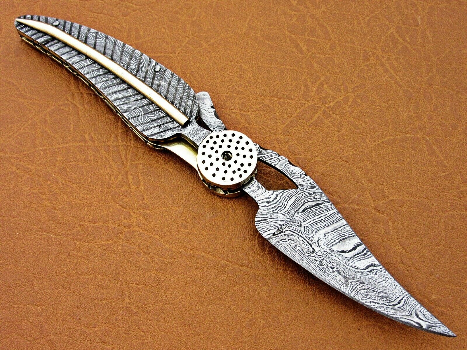 CUSTOM HAND MADE DAMASCUS STEEL LEAF FOLDING POCKET KNIFE - SUSA KNIVES
