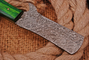 HAND FORGED DAMASCUS STEEL BULL CUTTER/COWBOY KNIFE & PUKKA WOOD HANDLE - SUSA KNIVES