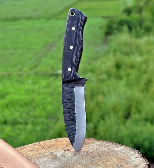 hand Forged Railroad Spike Carbon Steel Hunting Knife W/ Wood Handle - SUSA KNIVES