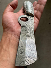 Load image into Gallery viewer, HAND FORGED DAMASCUS STEEL BULL CUTTER/COWBOY KNIFE &amp; RISEN HANDLE - SUSA KNIVES
