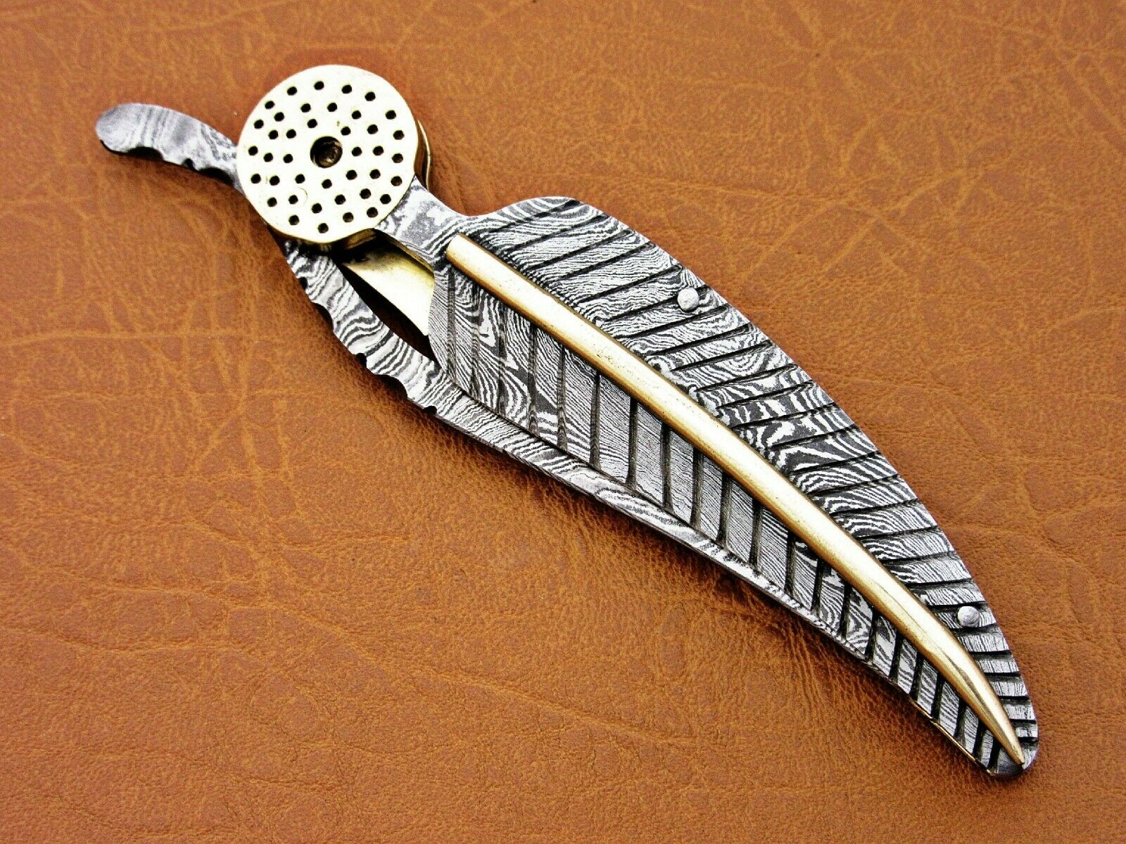 CUSTOM HAND MADE DAMASCUS STEEL LEAF FOLDING POCKET KNIFE - SUSA KNIVES
