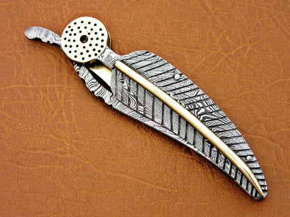 CUSTOM HAND MADE DAMASCUS STEEL LEAF FOLDING POCKET KNIFE - SUSA KNIVES