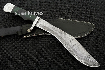 Custom Handmade Damascus Kukri Knife - SUSA KNIVES