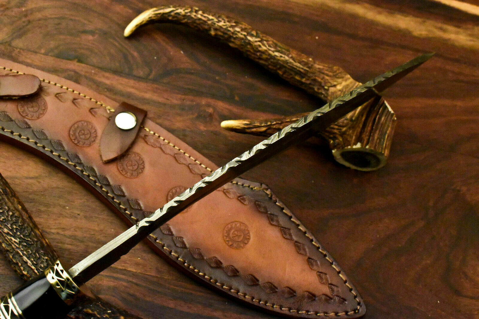 Custom Handmade Damascus Steel Kukri Knife | Sheath | Buffalo Horn Handle. - SUSA KNIVES