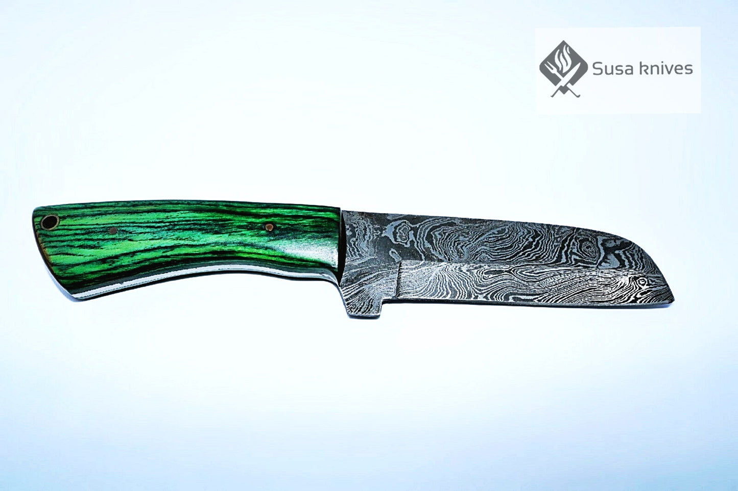 HAND FORGED DAMASCUS STEEL BULL CUTTER/COWBOY KNIFE & PUKKA WOOD HANDLE - SUSA KNIVES