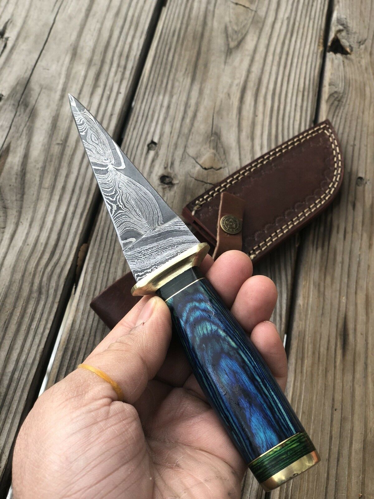 CUSTOM HAND FORGED DAMASCUS STEEL BOOT KNIFE W/ Wood - SUSA KNIVES