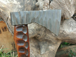 Amazing blades Handmade Damascus 10 inches Axe Rose Wood Handle With Sheath - SUSA KNIVES