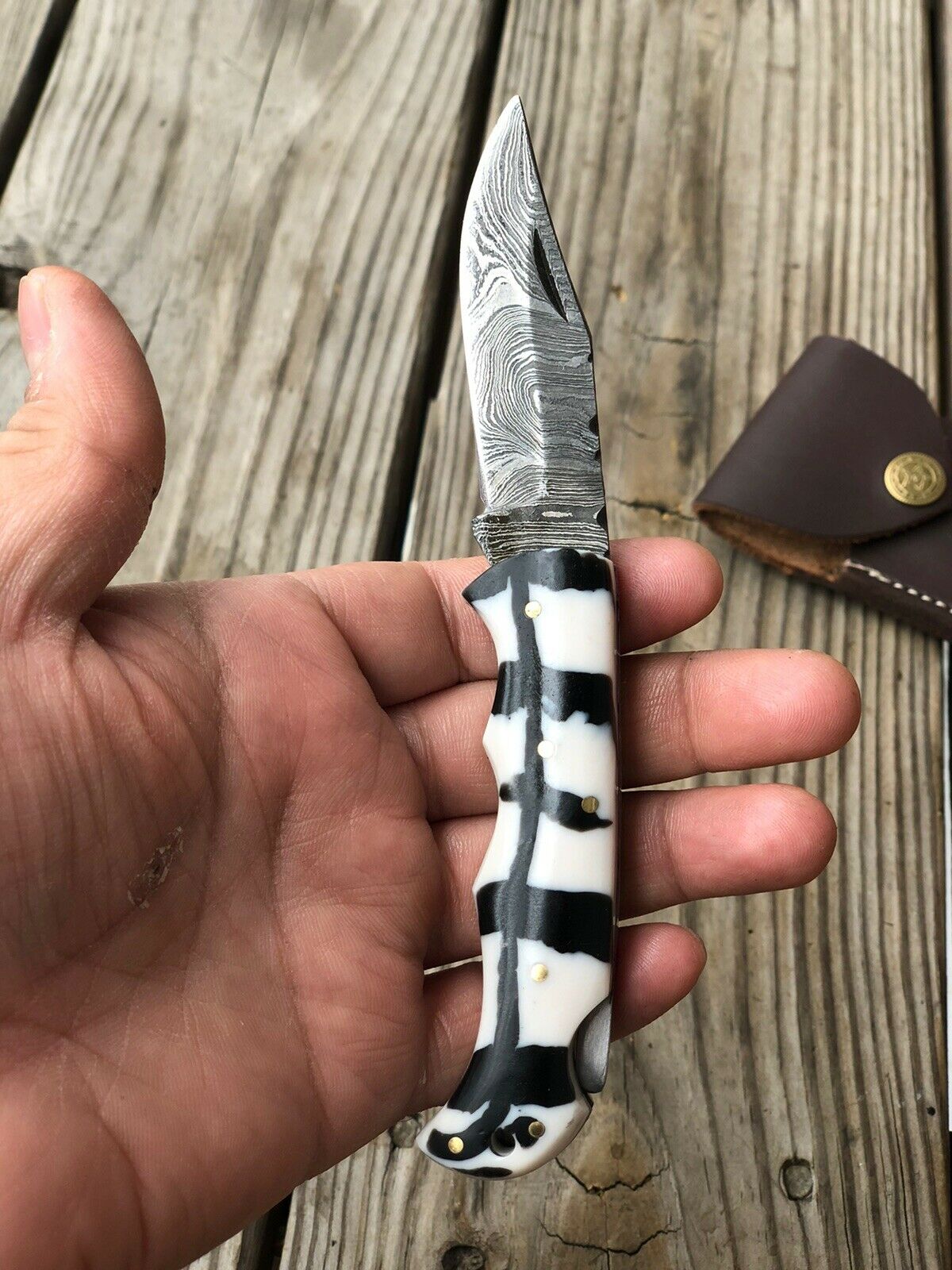 Custom HAND FORGED DAMASCUS STEEL Folding Pocket Knife W/ Back Lock - SUSA KNIVES