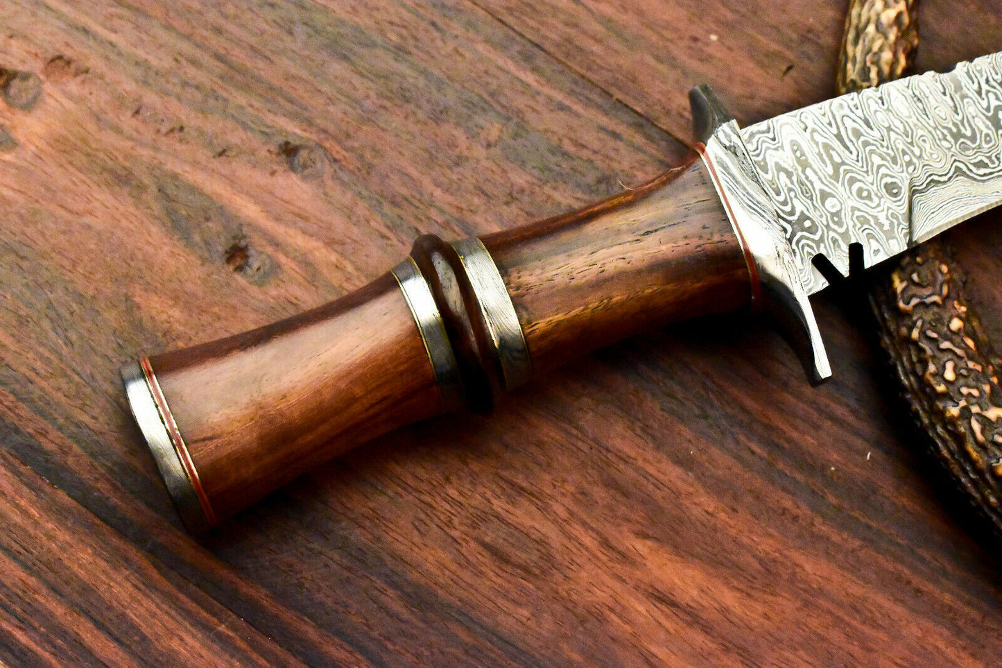 Custom Handmade Damascus Kukri Hunting Knife | Walnut Wood - SUSA KNIVES