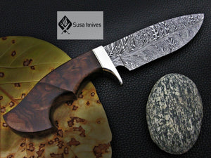CUSTOM MADE, FEATHER PATTERN,SCENIC HANDLE, OUTDOOR HUNTING, FIGHTING CLAW KNIFE - SUSA KNIVES